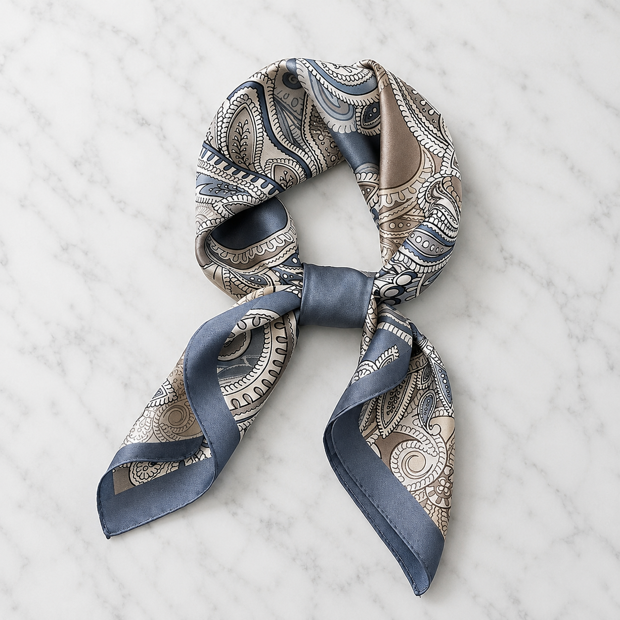 Amy Blue Beige | 4 stk | Skjerf 70cm x 70cm